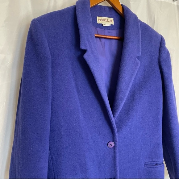 BORELLI Women’s Vintage Blue Purple Wool Heavy Blazer Coat‎ Lined Size 14 - Picture 2 of 11